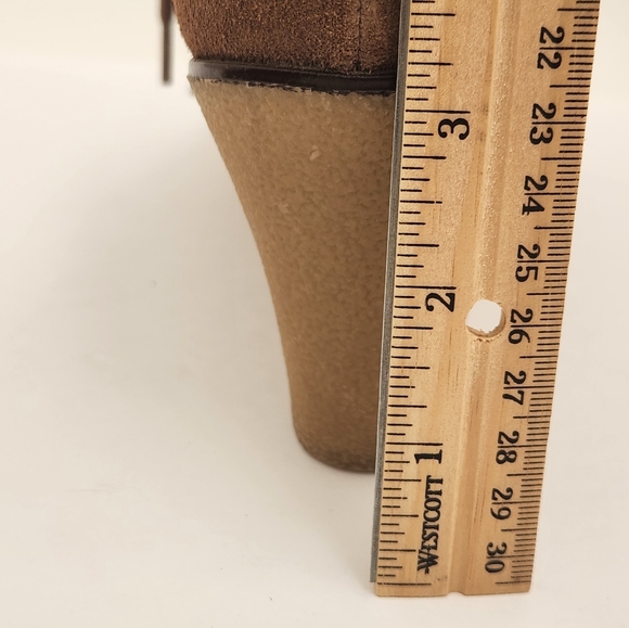 Kelsi Dagger Tan Brown Suede Wedge Lace Up Bootie Womens 8.5 - Picture 11 of 13